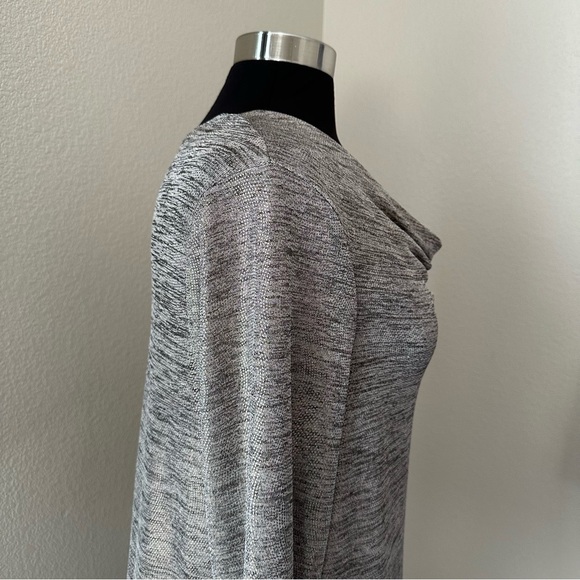 Chico’s KNIT TOP METALLIC Gold DRAPE Cowl Neck TOP Blouse - Picture 9 of 13